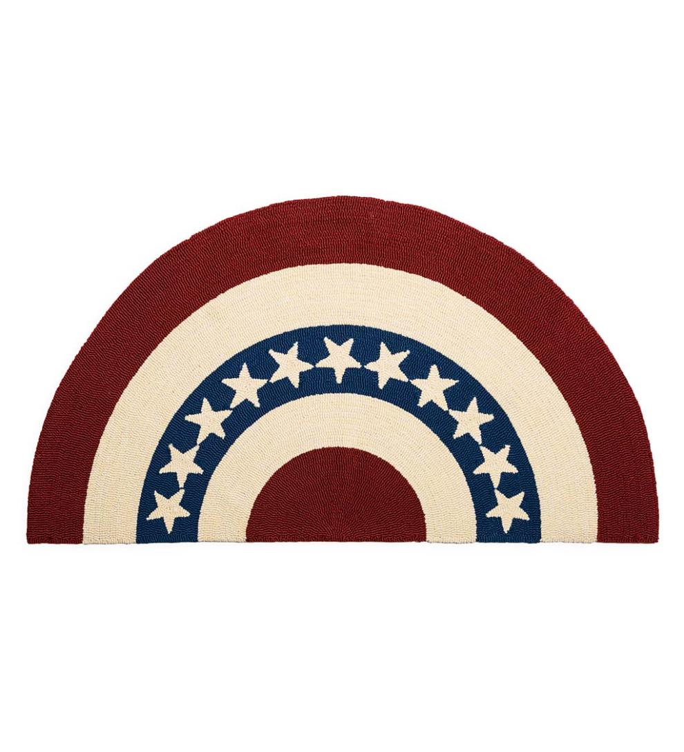 Plow & Hearth Small Accent Rugs Indoor Living Indoor/Outdoor Star Spangled Americana Hooked Polypropylene Accent Rug