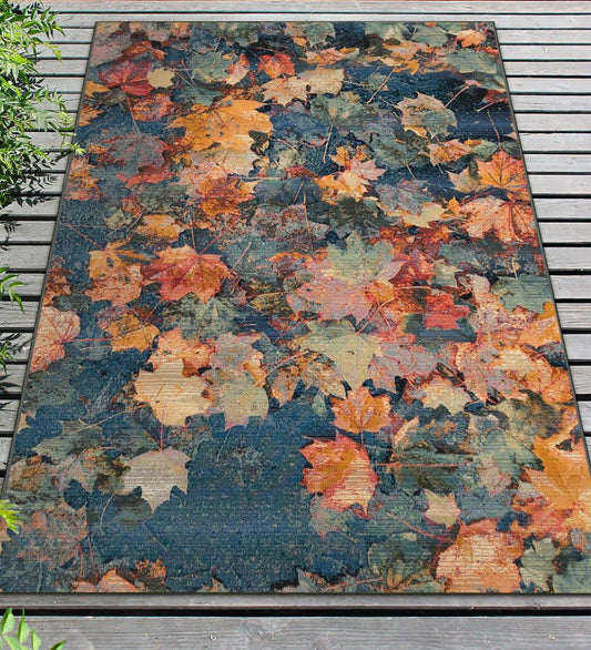 Plow & Hearth Synthetic Rugs Indoor Living Autumn Leaves 100% Polypropylene Indoor/Outdoor Rug