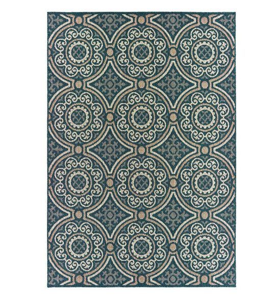 Plow & Hearth Synthetic Rugs Indoor Living Cambridge Circles Indoor/Outdoor Rug