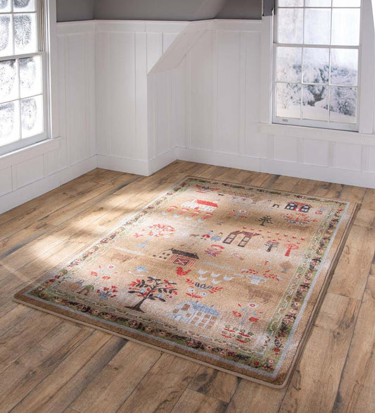 Plow & Hearth Synthetic Rugs Indoor Living Grafton Folk Art Endurastran Rug