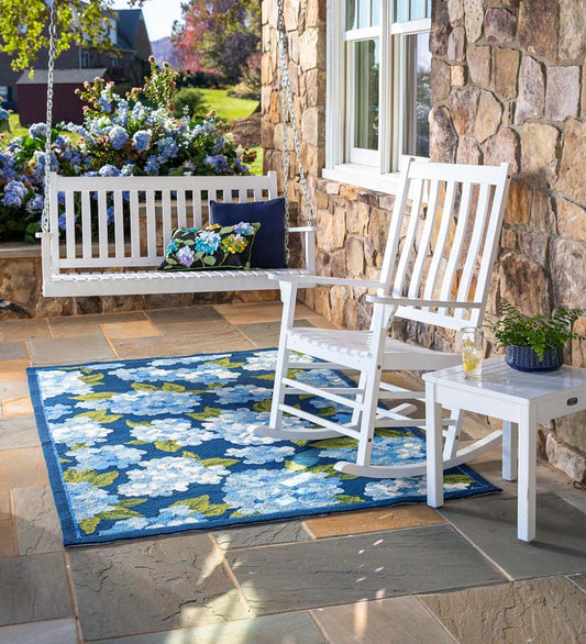 Plow & Hearth Synthetic Rugs Indoor Living Hydrangea Indoor/Outdoor Rug