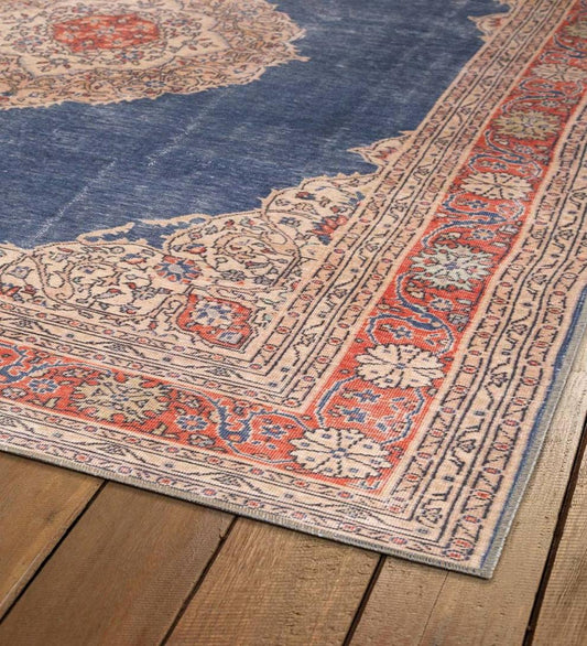 Plow & Hearth Synthetic Rugs Indoor Living Indoor/Outdoor Berkley Medallion Polyester Rug