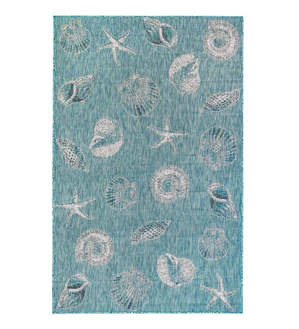 Plow & Hearth Synthetic Rugs Indoor Living Indoor/Outdoor Textured Shells Polypropylene Rug