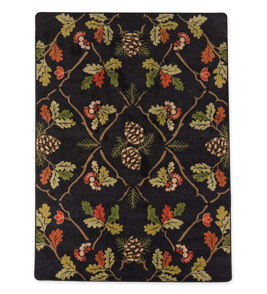 Plow & Hearth Synthetic Rugs Indoor Living Oakwood Pine Cone And Oak Leaf Endurastran Rug