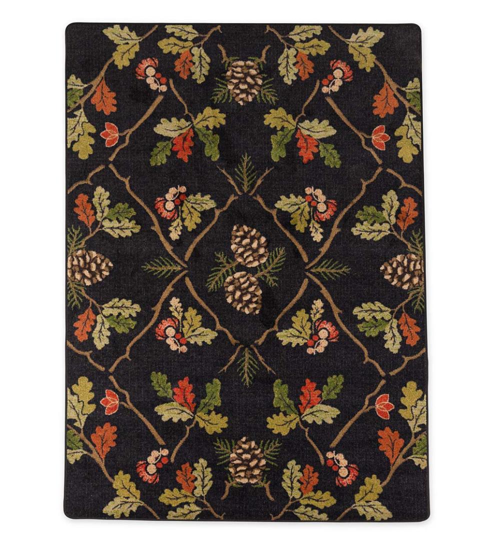 Plow & Hearth Synthetic Rugs Indoor Living Oakwood Pine Cone And Oak Leaf Endurastran Rug