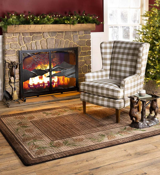 Plow & Hearth Synthetic Rugs Indoor Living Sweetwater Pine Plaid Endurastran Area Rug