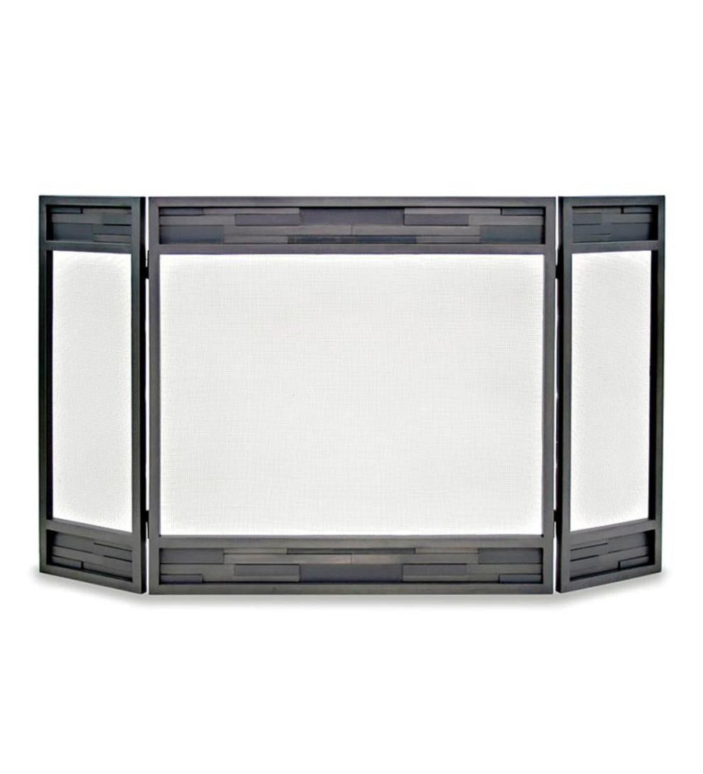 Plow & Hearth Tri-Panel Fireplace Screens Fireplace & Hearth Lanier Tri-Panel Fireplace Screen In Natural Iron Finish