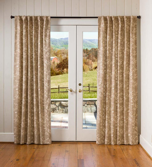 Plow & Hearth Valances Indoor Living Floral Damask Rod-Pocket Homespun Insulated Curtain Panel