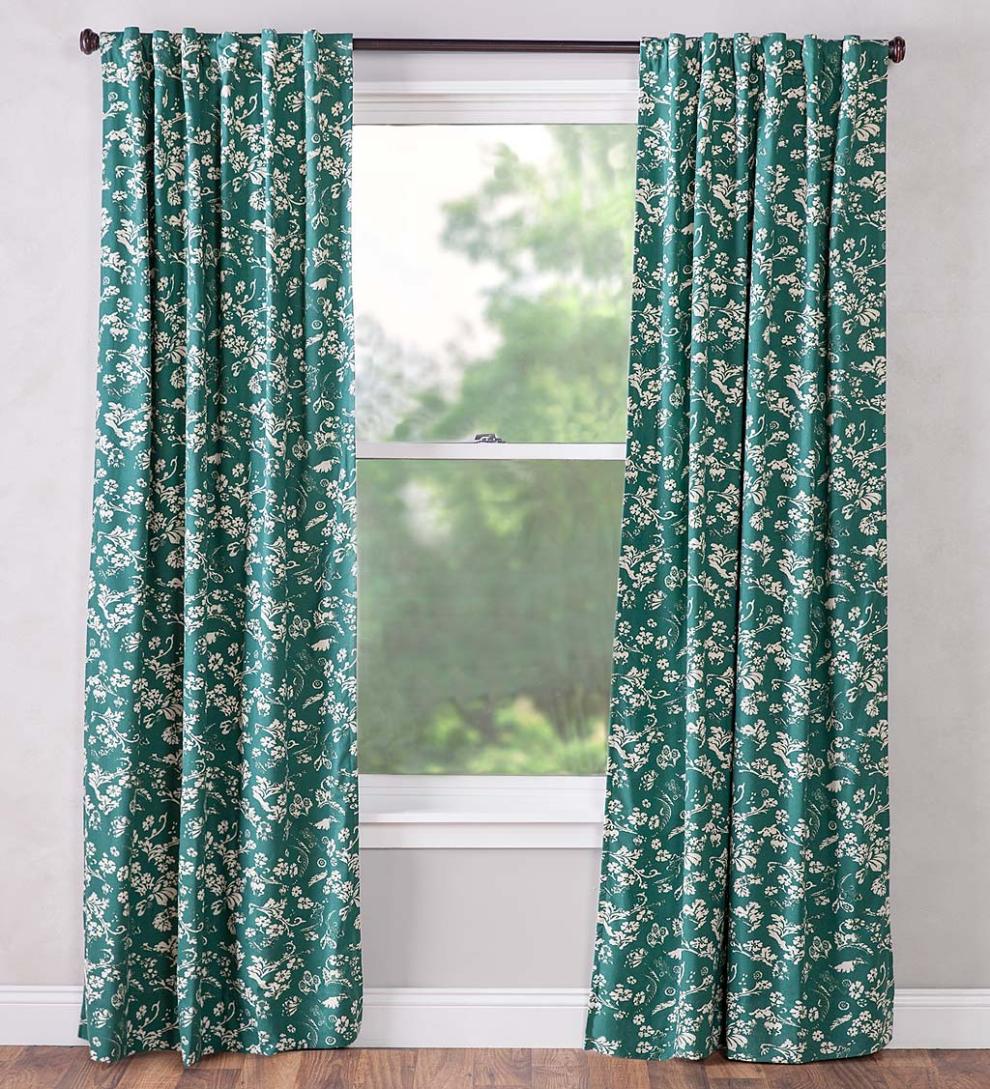 Plow & Hearth Valances Indoor Living Floral Damask Rod-Pocket Homespun Insulated Curtain Panel