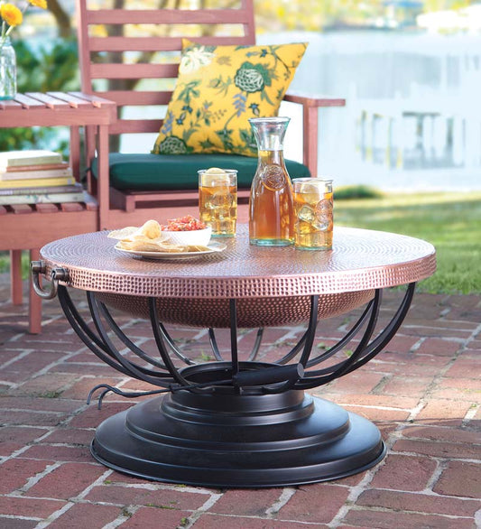 Plow & Hearth Wood Burning Fire Pits Fireplace & Hearth Hammered Copper Fire Pit With Lid Converts To Table