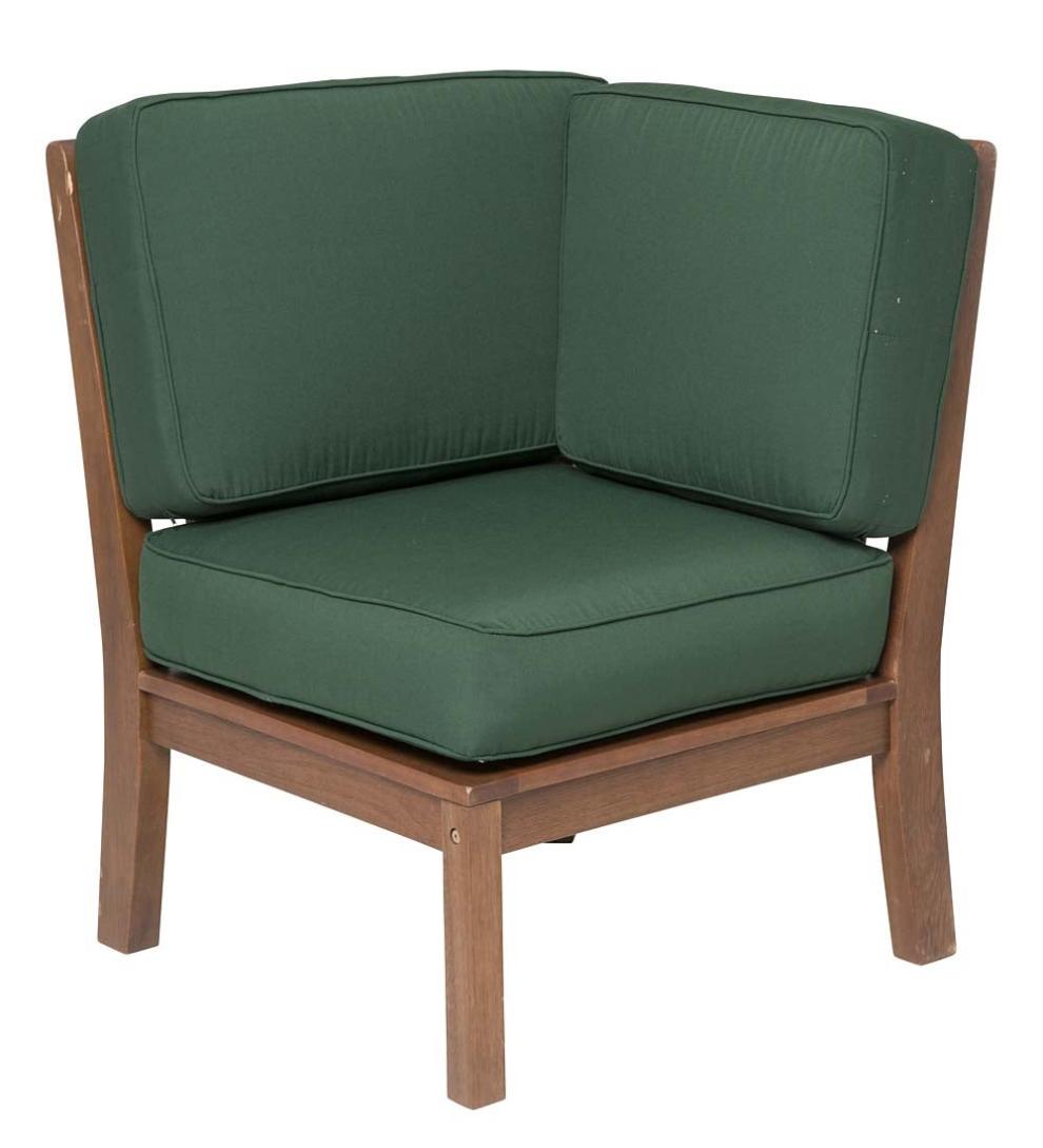 Plow & Hearth Wood Furniture Outdoor Living Claremont Eucalyptus Outdoor Sectional Seating With Cushions