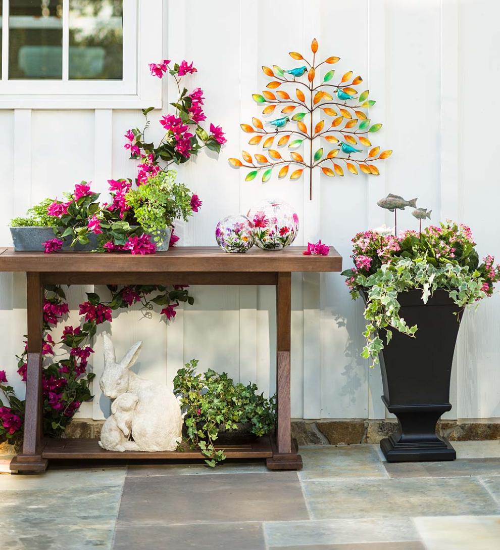 Plow & Hearth Wood Furniture Outdoor Living Claremont Outdoor Eucalyptus Console Table