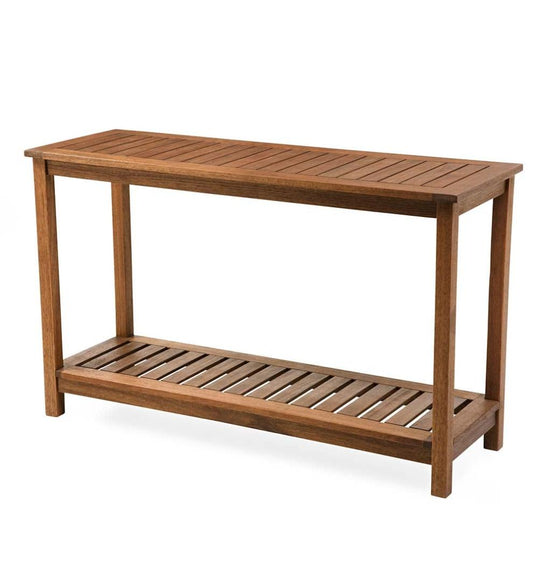 Plow & Hearth Wood Furniture Outdoor Living Eucalyptus Wood Console Table, Lancaster Outdoor Furniture Collection