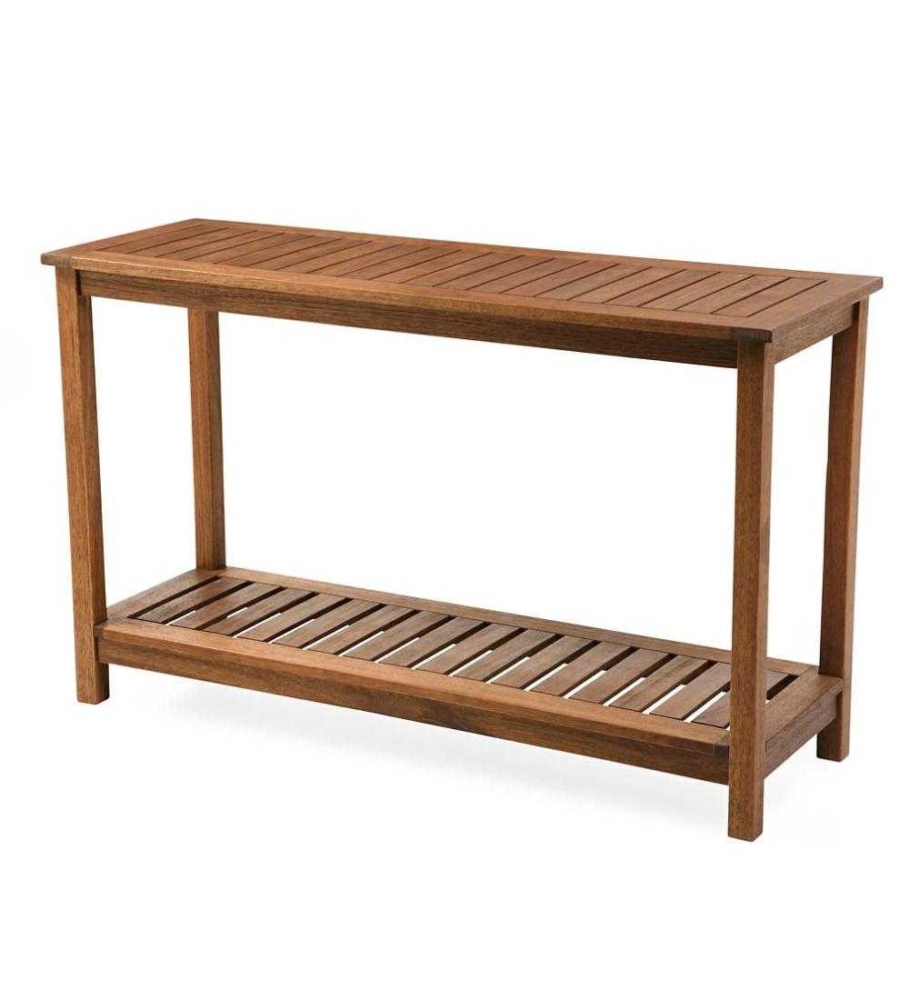 Plow & Hearth Wood Furniture Outdoor Living Eucalyptus Wood Console Table, Lancaster Outdoor Furniture Collection