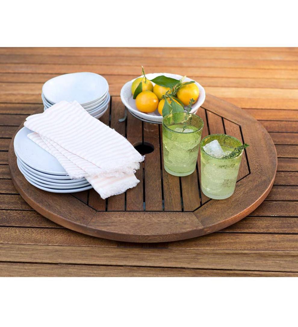 Plow & Hearth Wood Furniture Outdoor Living Eucalyptus Wood Lazy Susan, Lancaster Outdoor Furniture Collection