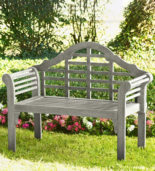 Plow & Hearth Wood Furniture Outdoor Living Lutyens Wood Garden Bench - Black