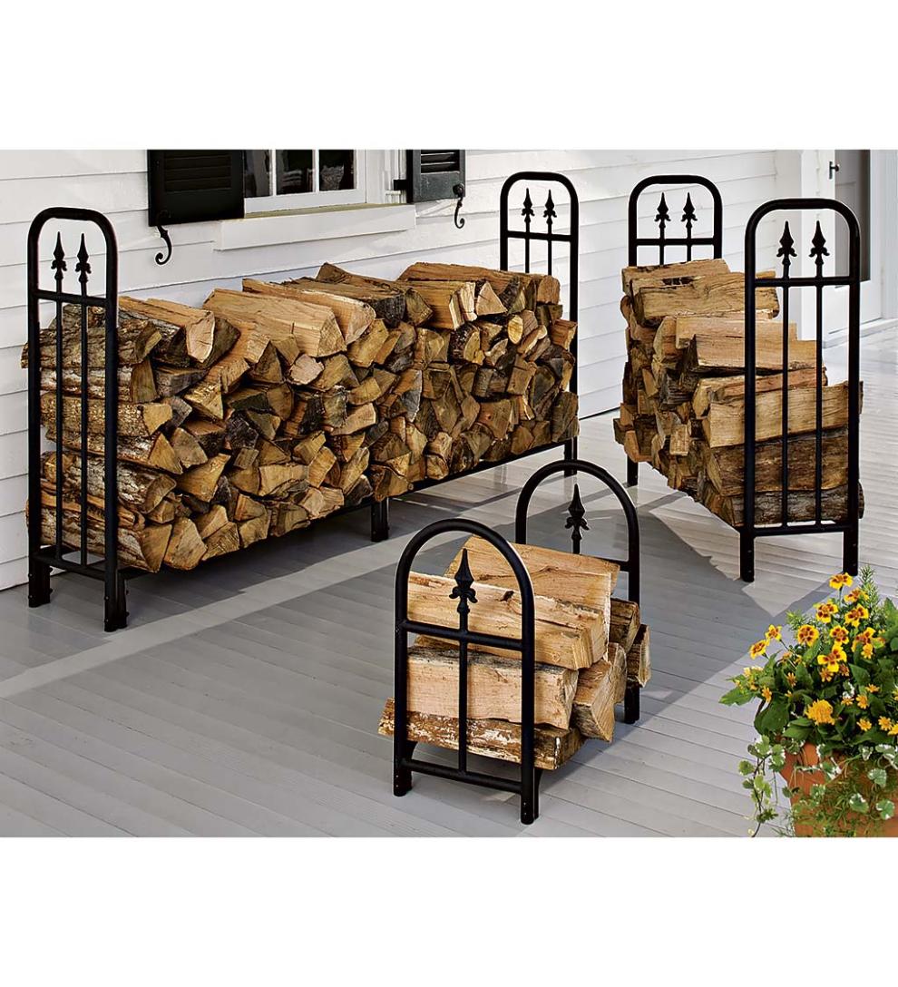 Plow & Hearth Wood Storage & Wood Racks Fireplace & Hearth Heavy Duty Steel Wood Rack With Finial Design