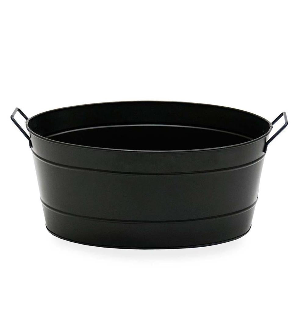 Plow & Hearth Wood Storage & Wood Racks Fireplace & Hearth Oval Galvanized Log Tub - Black