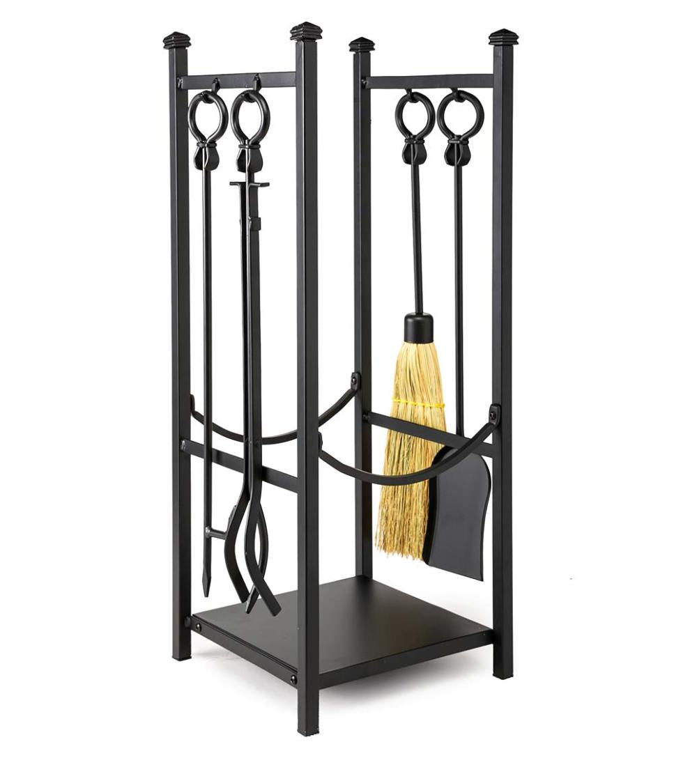 Plow & Hearth Wood Storage & Wood Racks Fireplace & Hearth Wood Rack With Fireplace Tools - Black