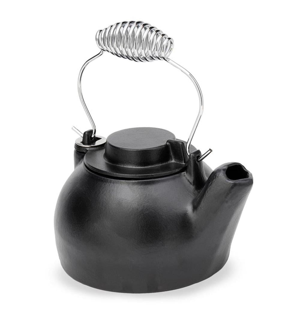 Plow & Hearth Wood Stove Accessories Fireplace & Hearth Porcelain Steamer Kettle, 2.5-Quart - Black