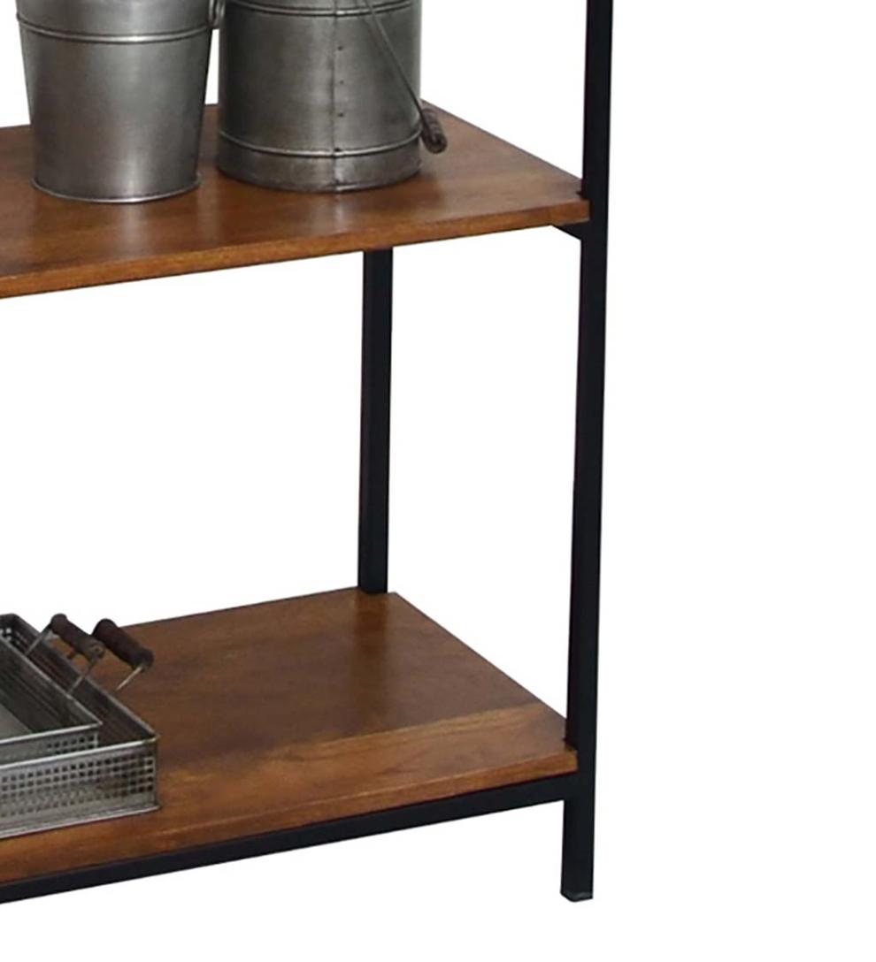 Plow & Hearth Home Office Indoor Living 72"-High Five-Shelf Wood And Metal Bookcase - Chestnut