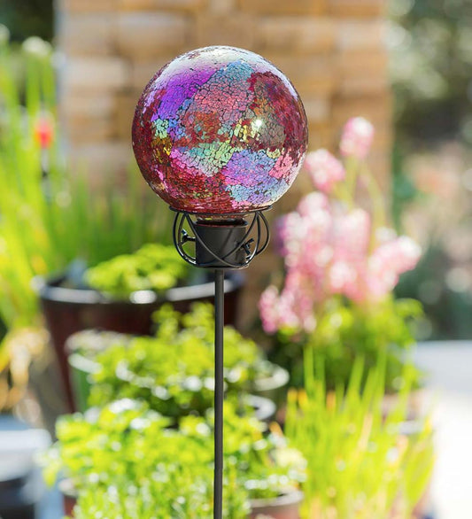 Plow & Hearth Decorative Garden Accents Yard & Garden 8" Multicolored Mosaic Glass Gazing Ball - Baroque