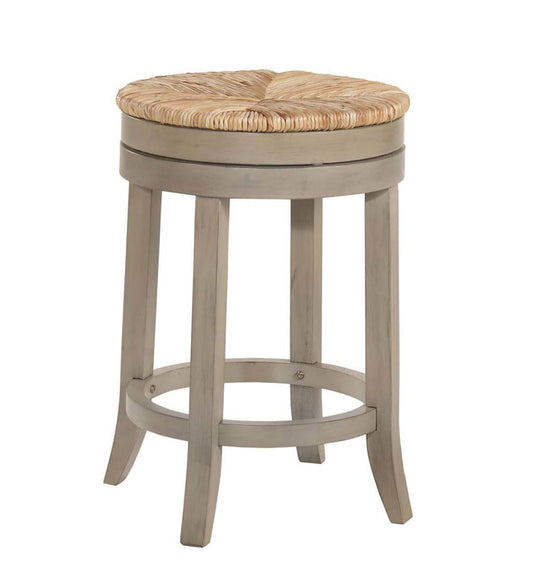 Plow & Hearth Kitchen & Bar Stools Indoor Living 24" Round Rush Seat Swivel Counter Stool - Antique Black
