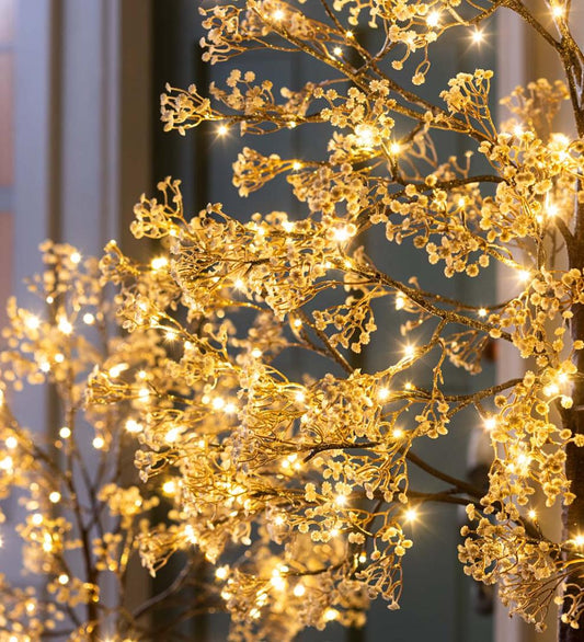 Plow & Hearth Home Accents Indoor Living Indoor/Outdoor Electric Lighted Baby'S Breath Trees
