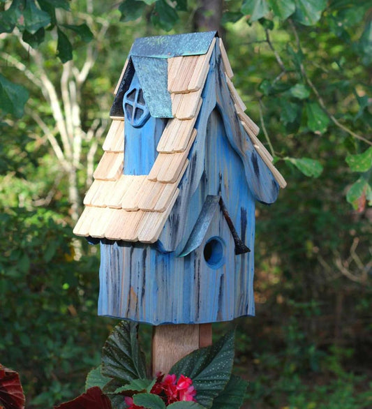 Plow & Hearth Birdhouses Yard & Garden Boyd'S Bungalow Cypress Birdhouse - Blue