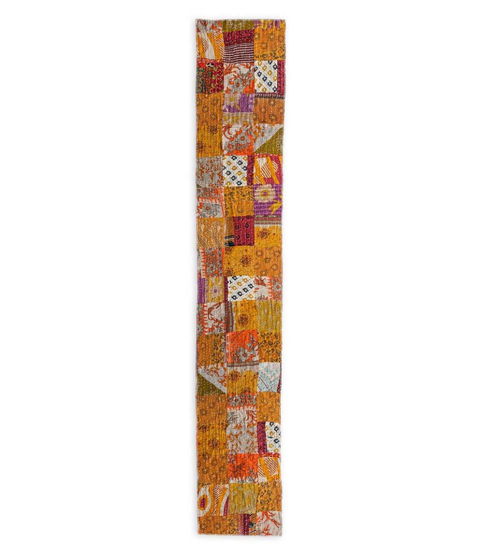 Plow & Hearth Home Accents Indoor Living 84" Upcycled Kantha Table Runner