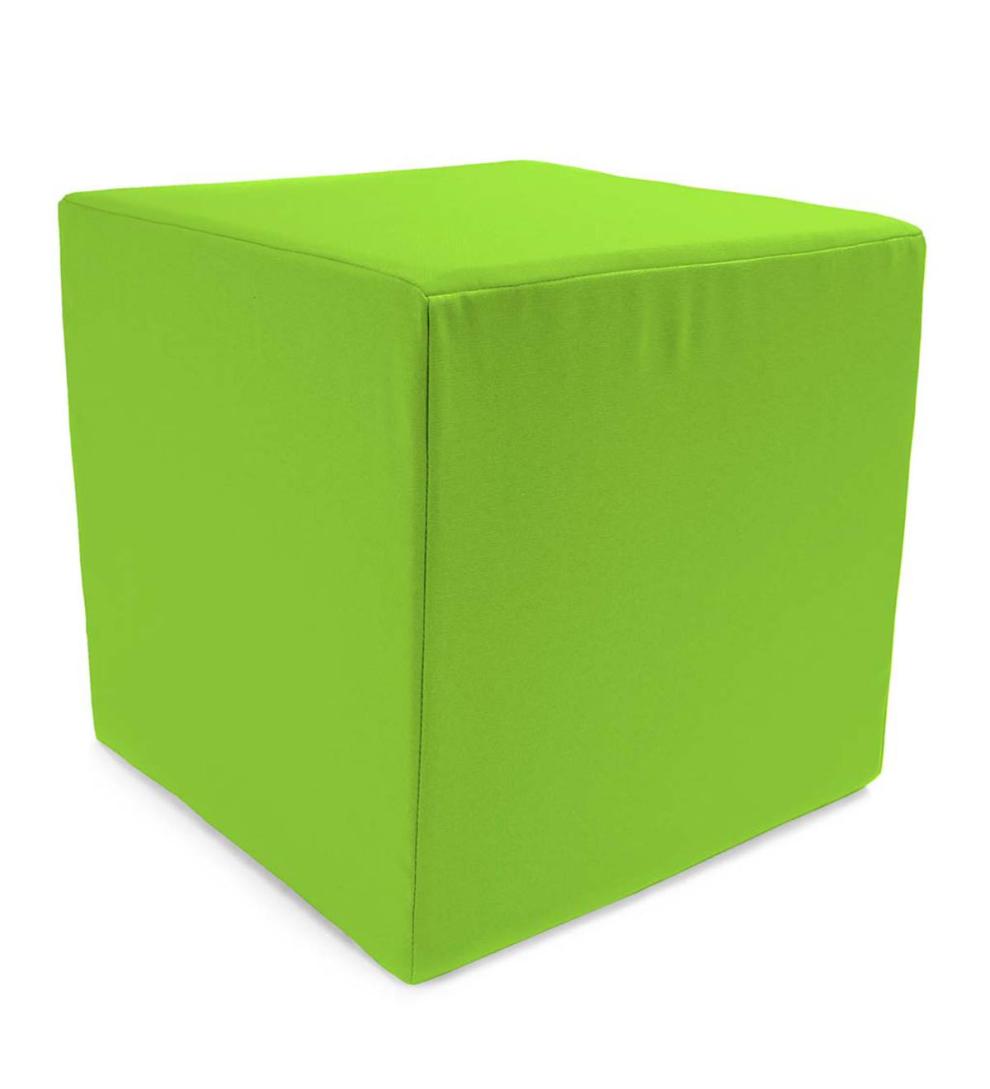 Plow & Hearth Outdoor Furniture Cushions Outdoor Living Polyester Classic Cube Ottoman, 15"X 15" - Pine Filigree