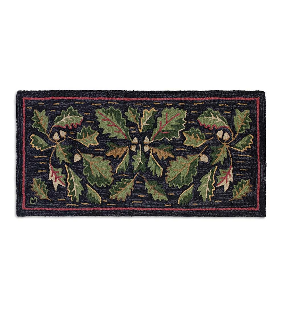 Plow & Hearth Hearth Rugs Fireplace & Hearth Acorns Hand-Hooked Wool Rug, 24" X 48"
