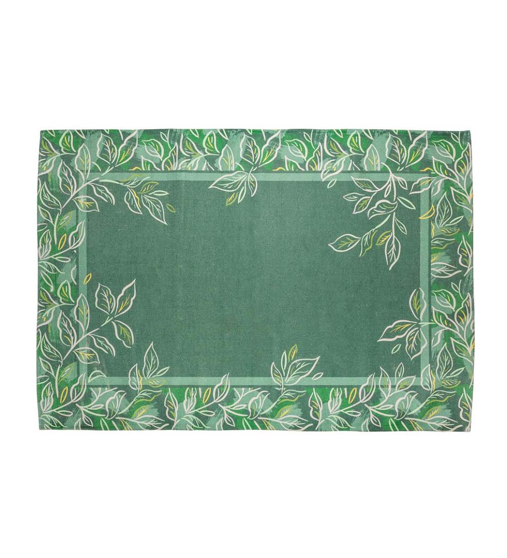 Plow & Hearth Area Rugs Indoor Living Green Tree Of Life Indoor/Outdoor Border Rug, 4'X6'