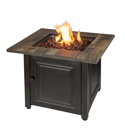 Plow & Hearth Fire Pits Fireplace & Hearth Aberdeen Outdoor Lp Gas Fire Pit With Printed Resin Mantel, 30"