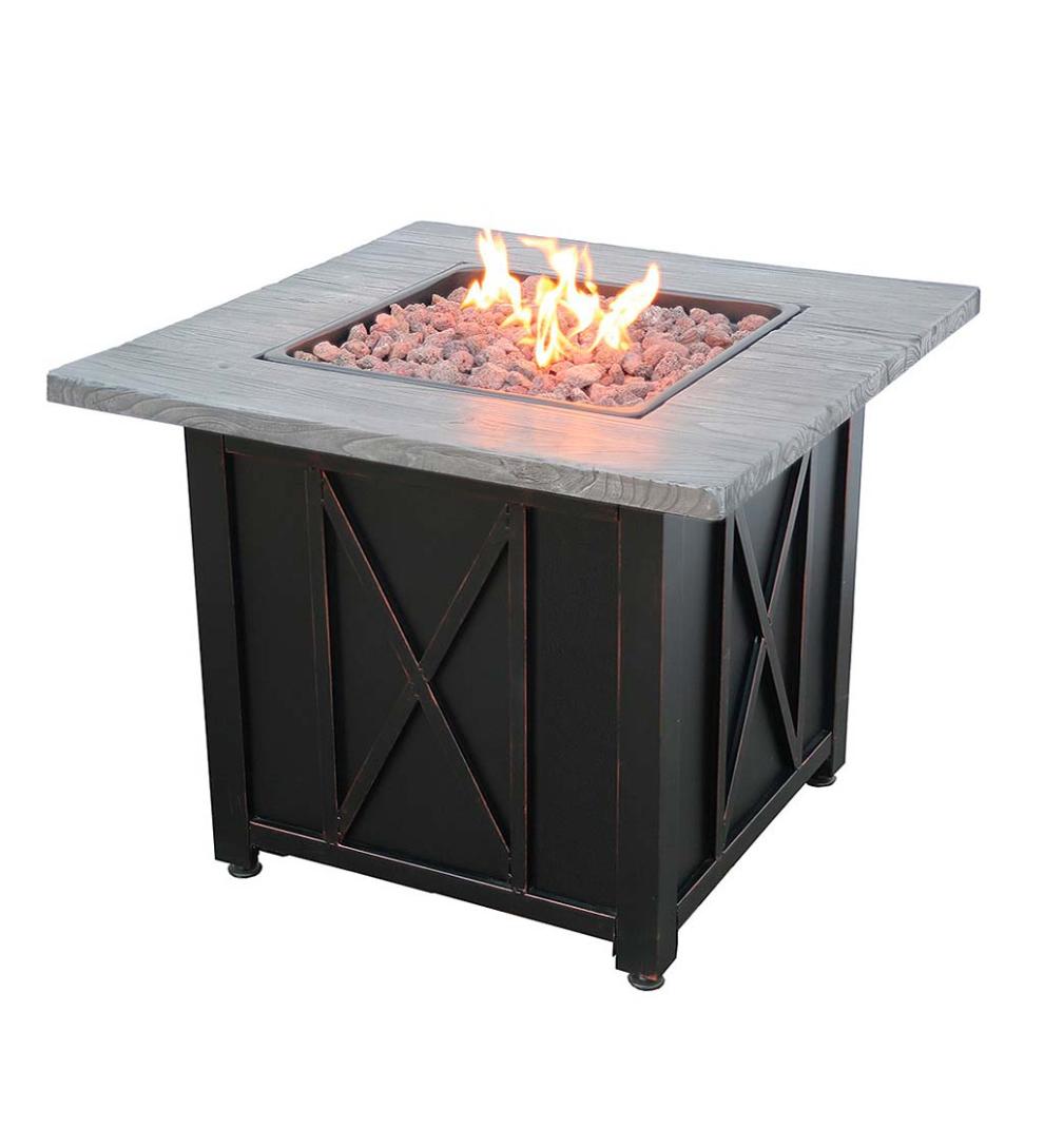 Plow & Hearth Fire Pits Fireplace & Hearth Delwood Outdoor Lp Gas Fire Pit With Resin Mantel, 30"