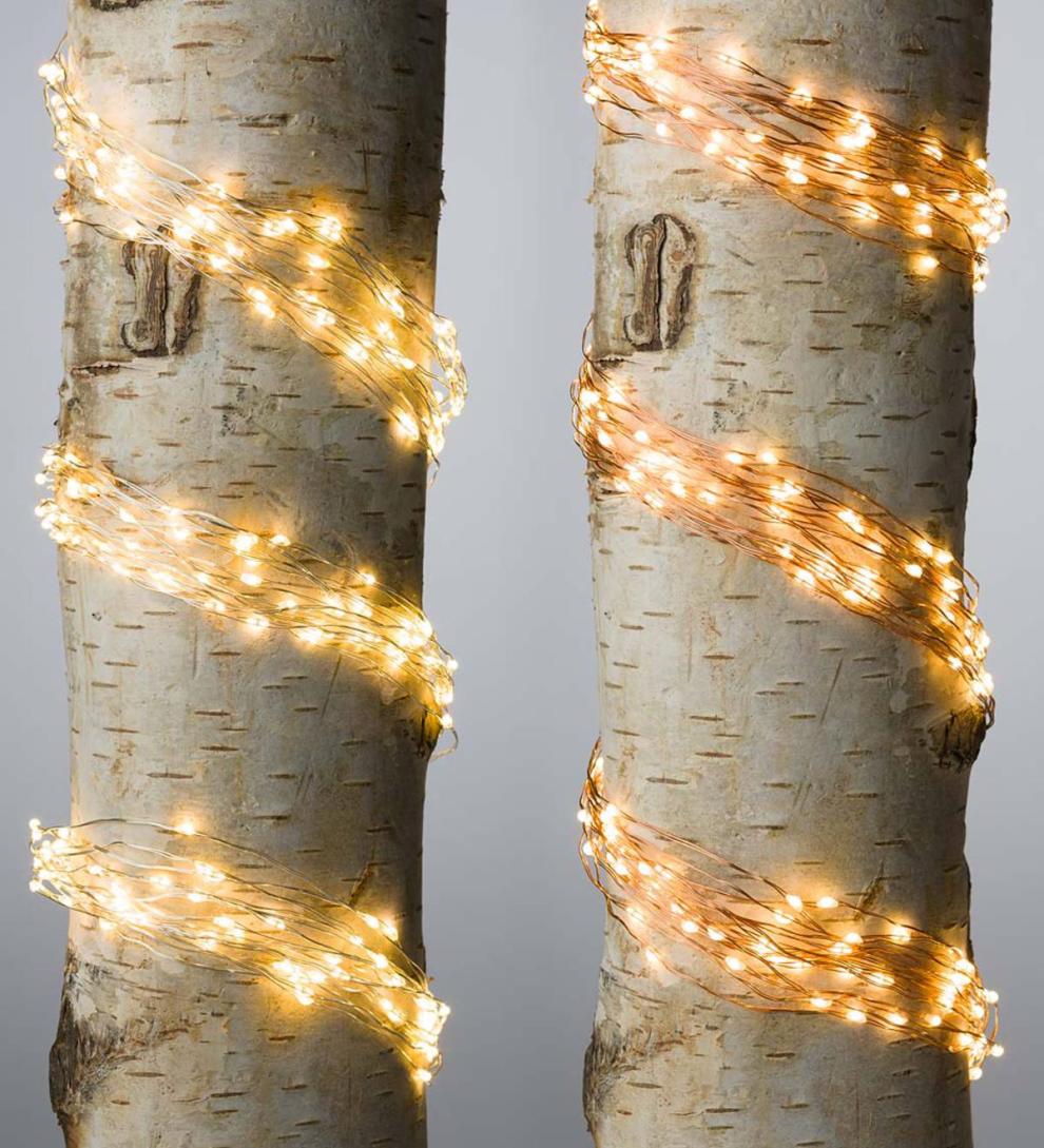 Plow & Hearth Deck & Patio Accents Outdoor Living Electric Bunch Lights, 320 Warm White Leds On Bendable Wire, 3'2"L - Copper
