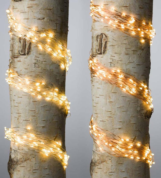 Plow & Hearth Deck & Patio Accents Outdoor Living Electric Bunch Lights, 320 Warm White Leds On Bendable Wire, 3'2"L - Copper
