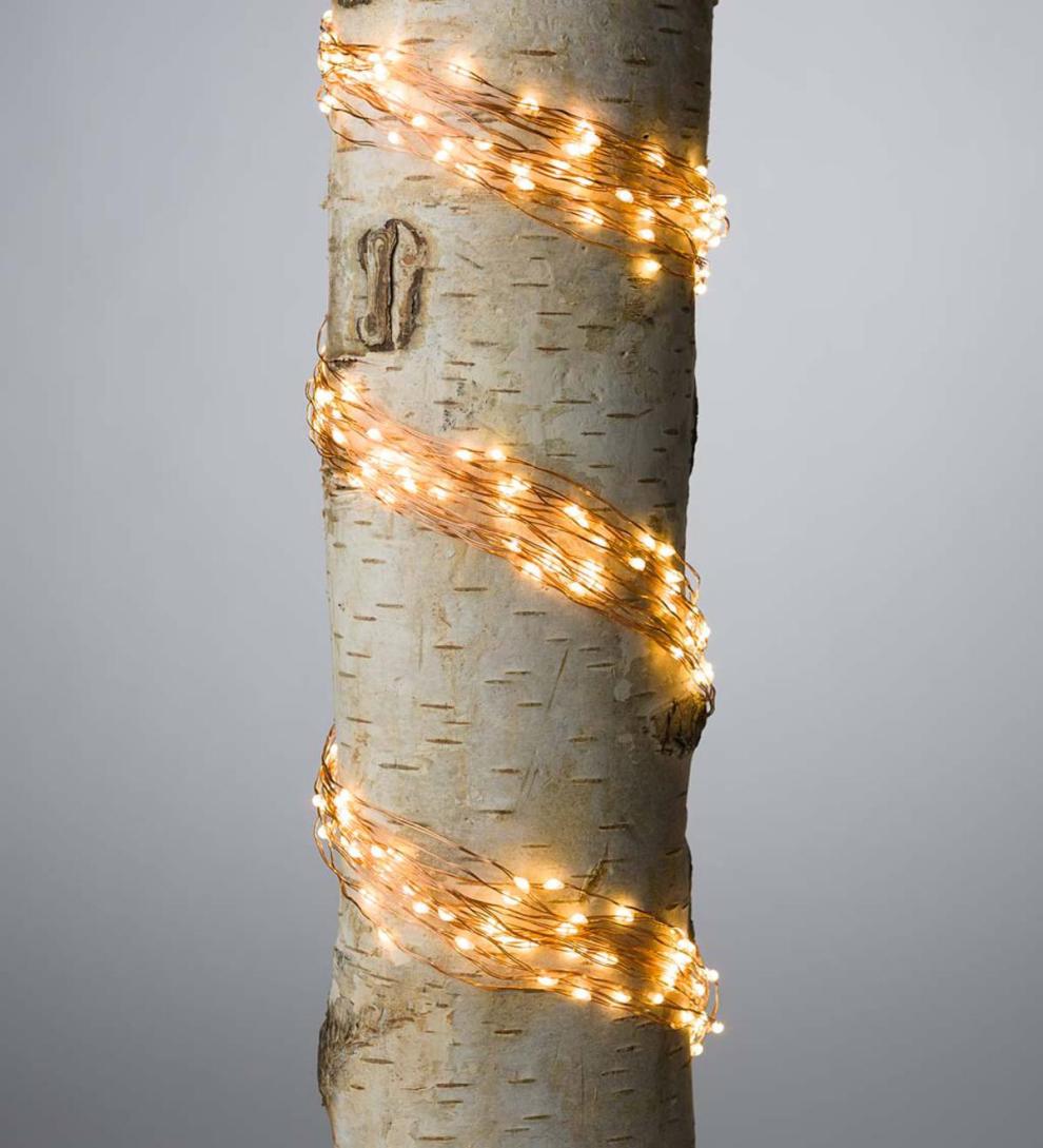 Plow & Hearth Deck & Patio Accents Outdoor Living Electric Bunch Lights, 640 Warm White Leds On Bendable Wire, 6'2"L - Copper