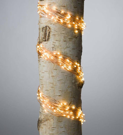 Plow & Hearth Deck & Patio Accents Outdoor Living Electric Bunch Lights, 640 Warm White Leds On Bendable Wire, 6'2"L - Copper