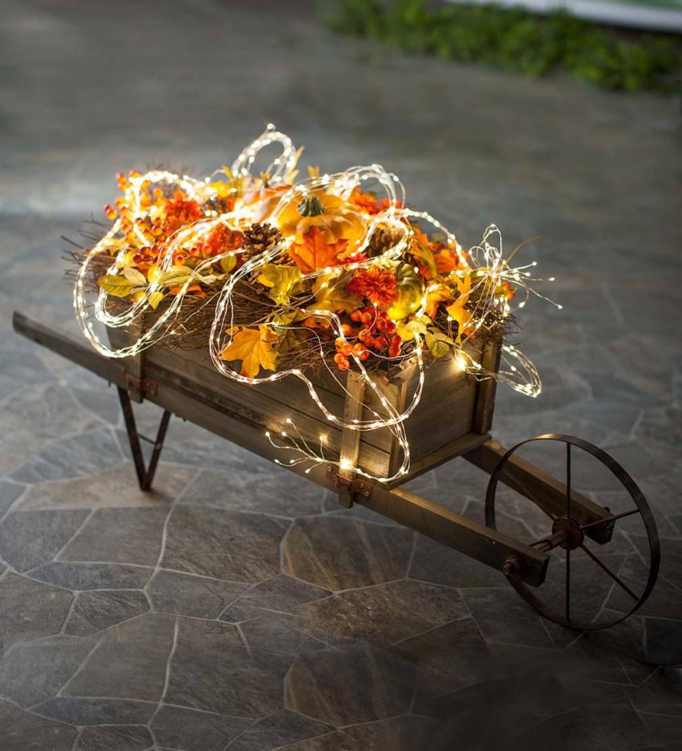 Plow & Hearth Deck & Patio Accents Outdoor Living Electric Bunch Lights, 640 Warm White Leds On Bendable Wire, 6'2"L - Copper