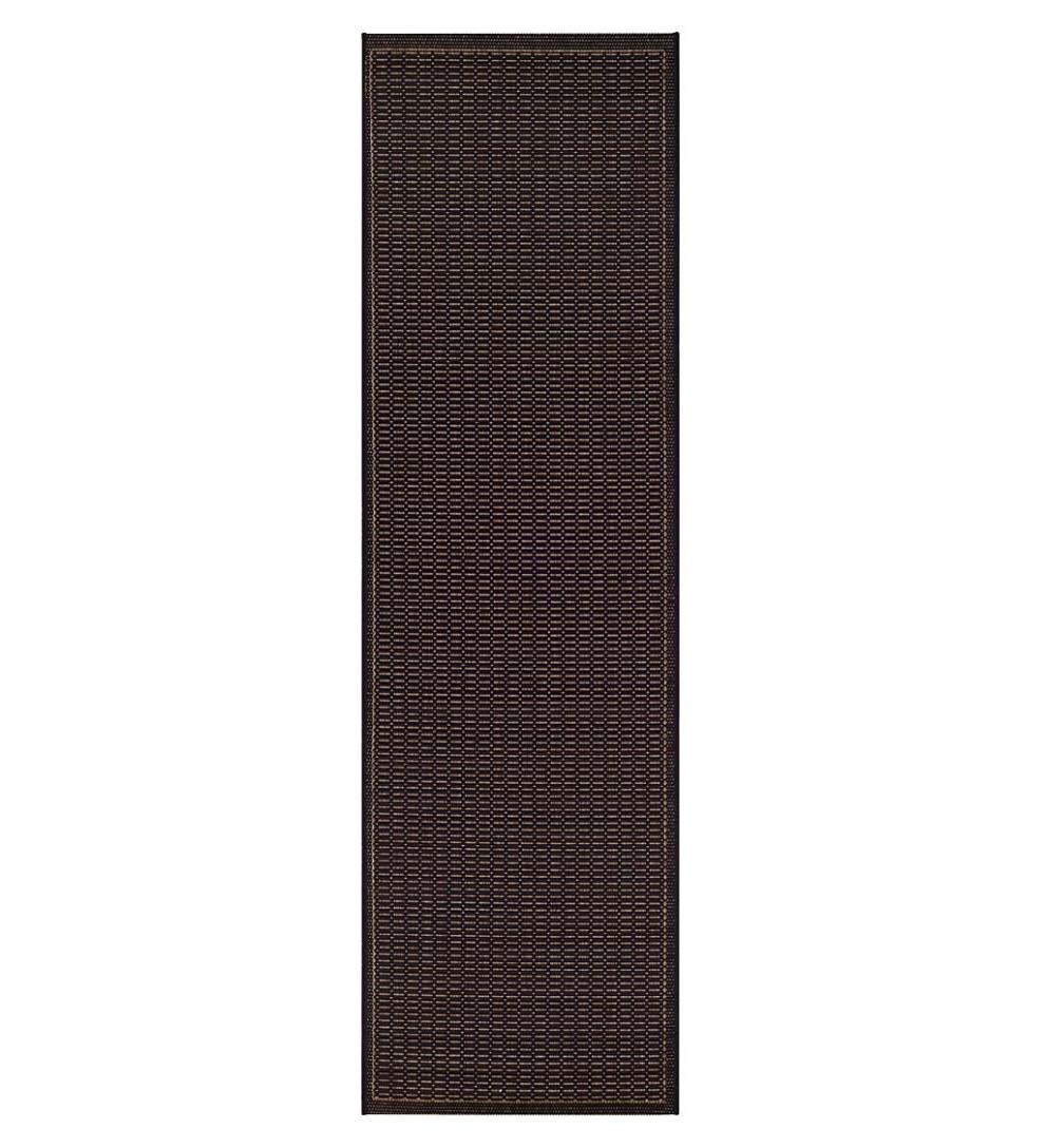 Plow & Hearth Synthetic Rugs Indoor Living Veranda Textured Indoor/Outdoor Polypropylene Rug, 2'3" X 11'9" Runner - Black