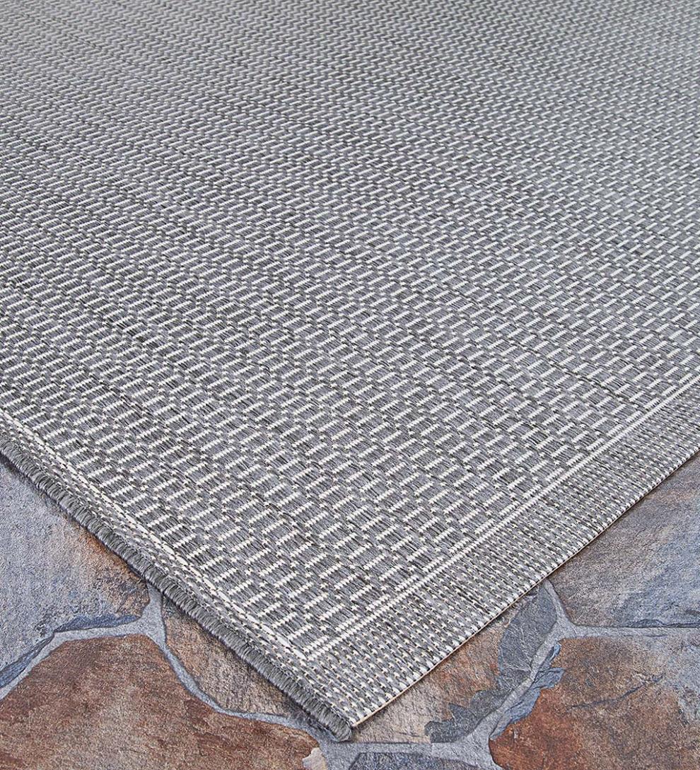Plow & Hearth Synthetic Rugs Indoor Living Veranda Textured Indoor/Outdoor Polypropylene Rug, 2'3" X 11'9" Runner - Black