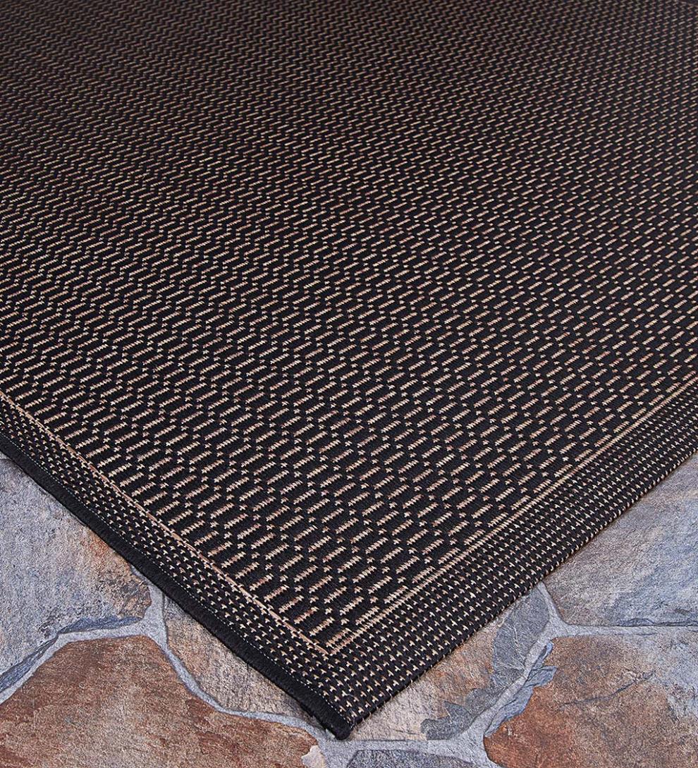 Plow & Hearth Synthetic Rugs Indoor Living Veranda Textured Indoor/Outdoor Polypropylene Rug, 2'3" X 11'9" Runner - Black