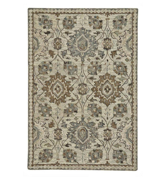 Plow & Hearth Hearth Rugs Fireplace & Hearth Parkside Wool Medallion Rug, 3'6" X 5'6" - Natural
