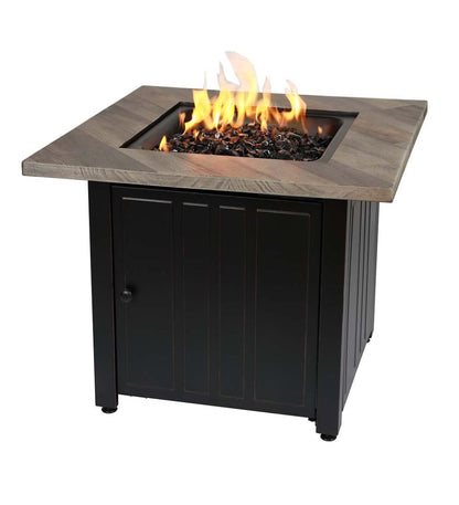 Plow & Hearth Fire Pits Fireplace & Hearth Bayhill Outdoor Lp Gas Fire Pit With Printed Resin Mantel, 30"