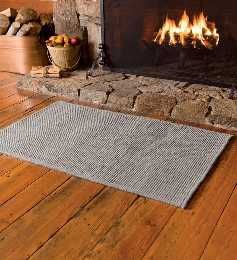 Plow & Hearth Hearth Rugs Fireplace & Hearth Wool Blend Dalton Rug, 3'6"X 5'6" - Ash