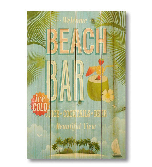 Plow & Hearth Home Accents Indoor Living Handcrafted Beach Bar Wall Sign By Wile E. Wood Art&Trade;