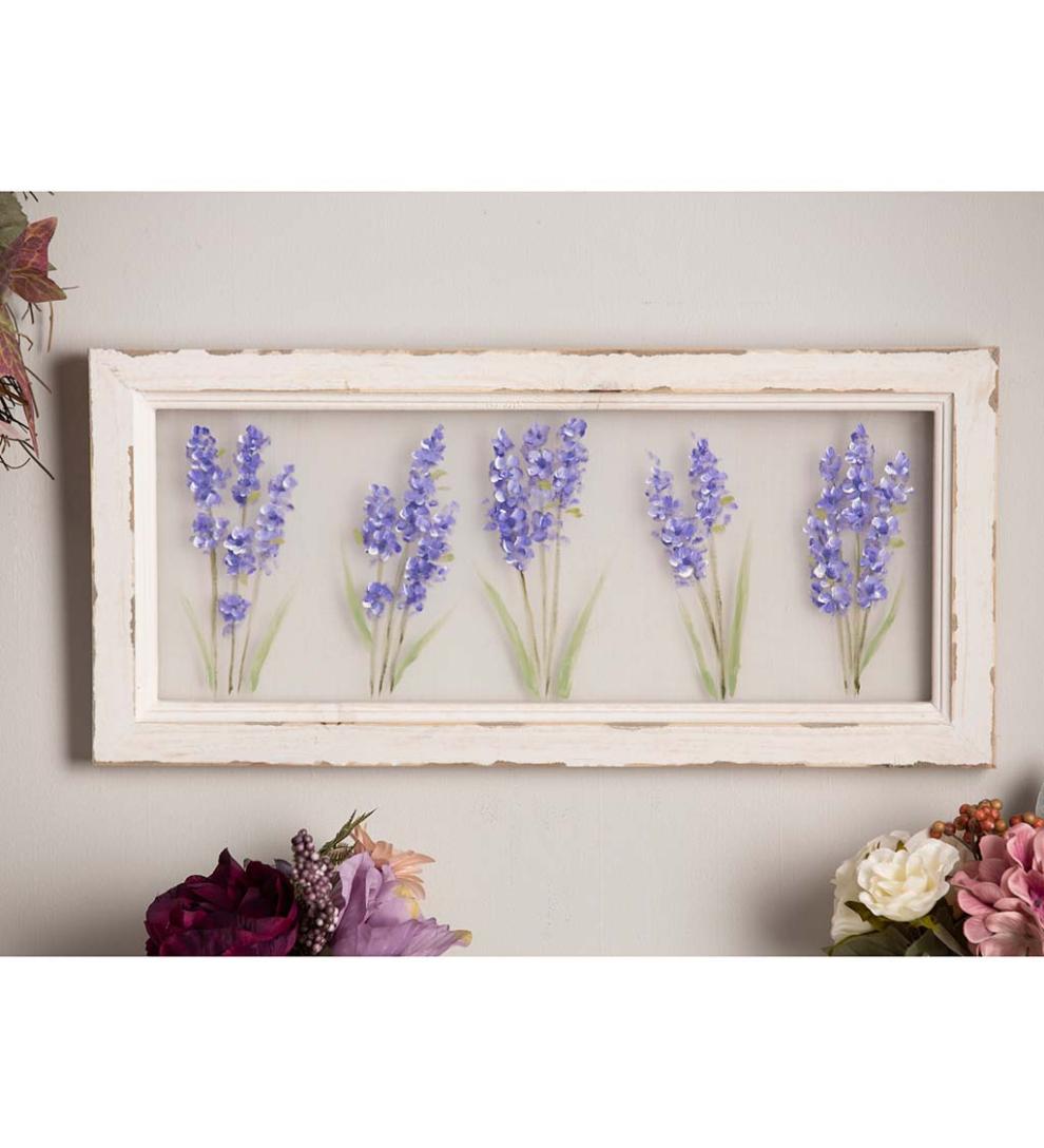 Plow & Hearth Home Accents Indoor Living Hand-Painted Lilacs Screen Wood Frame Wall DÉCor