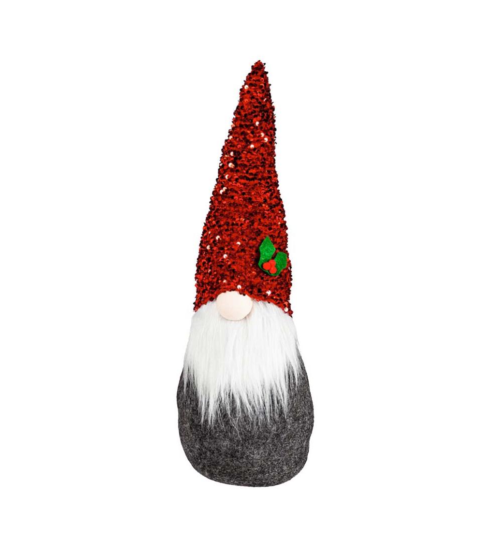 Plow & Hearth Home Accents Indoor Living Holiday Sparkle Plush Gnome Table DÉCor, Set Of 2