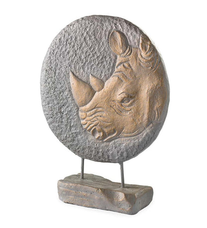 Plow & Hearth Home Accents Indoor Living Tabletop Round Rhinoceros 3-Dimensional Sculpture DÉCor